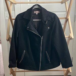 Philosophy Black Suede Asymmetric Zip Jacket